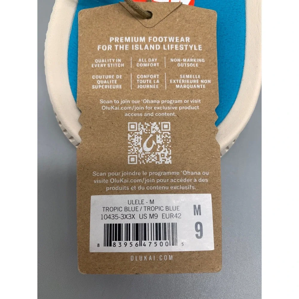 OluKai Ulele Tropic Blue Flip Flop Sandals 10435-3X3X Men's Sz 9 NEW!